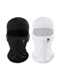 1pc/2pcs Unisex Solid Color Printed Balaclava Hood Combination Set, Single Hole Full Face Mask For Cycling, Suitable For Daily Wear And Outdoor Activities - Style 3 - View 9