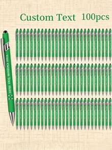 100pcs Customizable Metal Ballpoint Pens - Retractable, Lightweight & Durable, Medium Tip - Purple, Blue, Red, Green, Pink, Black - Business, Office, School Supplies, Back To School & Graduation Gifts - 彩色 - 查看 5