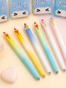 8/1pc Cute Rooster Retractable Pen, Modern Fun Durable Plastic Barrel Click Pen, No Ink Leakage, Smudge-Proof Signature Diary Pen, Desk Accessory For Teenage Girls, Suitable For Classroom, Study Room, Daily Homework, Easter Holiday Gift, School Supplies - Multiple Styles - View 4