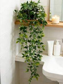 2 Peças Plantas Artificiais Penduradas | Plantas Penduradas Falsas, Mini Plantas Artificiais em Vasos, Adequadas para Parede de Flores DIY, Flores Falsas Resistentes a UV, Adequadas para Jardim Suspenso, Varanda, Decoração Externa de Parapeito de Janela, Adequadas para Casa, Sala de Estar, Banheiro, Adequadas para Decoração de Sala de Outono, Decoração de Halloween/Natal (Inclui Vasos de Flores) - Verde - Visão 4