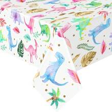 1/3pcs White Dinosaur Disposable Plastic Tablecloth, Dinosaur Theme Party Decoration, Suitable For Jurassic Theme Party, 137x274cm - Multicolor - View 8