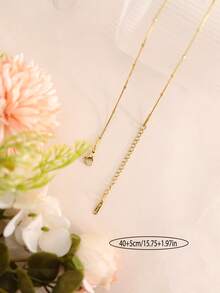 1 pieza Exquisito collar de cadena de serpiente de acero inoxidable con estrella y ojo malvado para mujer, adecuado para uso diario, regalo, accesorio de moda - Amarillo Oro - Ver 3
