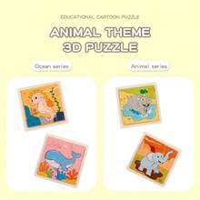 Children's Wooden Early Education Creative 3D Puzzle Board Ocean Animal Assembly Blocks Educational Fun Toy - Multicolor - View 5