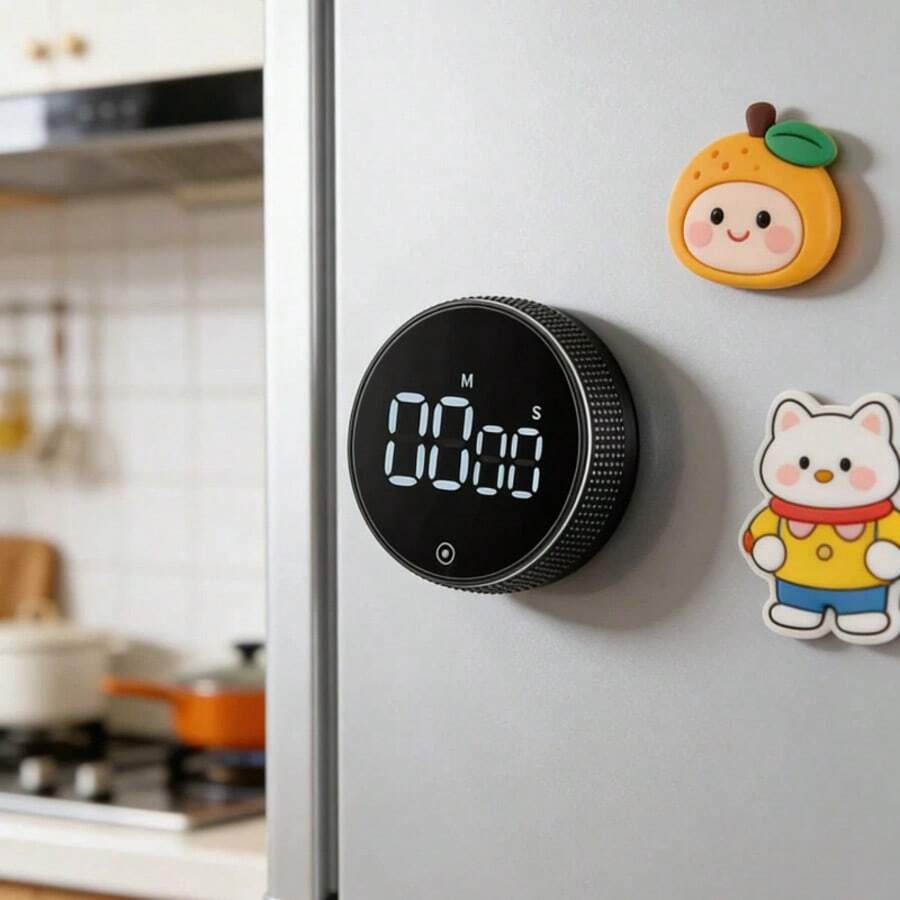Timer Putar Magnetik Melingkar, Layar HD Besar, Desain Senyap, Timer Hitung Mundur untuk Belajar Memasak dan Memanggang di Dapur, Alas Anti Selip - 5 Pilihan Warna