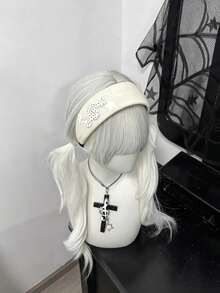 1pc Music Theme Headband, Knitted Fabric With 3D Musical Note, Star Patch Headband, Polka Dot Fabric With Metal Heart-Shaped Musical Note Pendant, Black White Grey Color Scheme, Suitable For People Who Like Simple And Gentle Style, Daily Wear, School, Commute, Travel And More - Multicolor - View 15