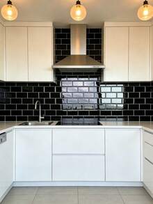 2/10pcs Thickened Design 3D Self-Adhesive Tile Backsplash, Kitchen Bathroom Self-Adhesive Tile, Sticker, Wall Decal, Vinyl Sticker, Effectively Covers Old Stains, Scratches And Imperfections On Kitchen Walls, Suitable For Tiles, Cement Walls, Cabinet Panels And Other Smooth Surfaces, Scratch-Resistant, Wear-Resistant, Non-Peeling, Waterproof And Oil-Proof - Kitchen Tile Stickers - View 3