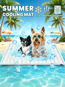 Colchoneta de enfriamiento de hielo para mascotas, cama de enfriamiento para perros, colchoneta de enfriamiento universal para perros y gatos, colchoneta de enfriamiento para mascotas para prevenir el golpe de calor en verano, colchoneta de enfriamiento para perros, colchoneta de doble uso para mascotas, funda de sofá transpirable para cama de perro, colchoneta para dormir de cachorro, suministros para mascotas de todas las estaciones - Multicolor - Ver 2