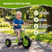 Kids Tricycle W/15 Inch Inflatable Rubber Tires Adjustable Handlebar & Seat - Green - View 8