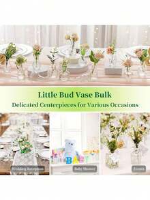 10pcs Vintage Bohemian Style Transparent Glass Vases, Small Clear Vases, Multi-Purpose Bulk Vases, Suitable For Home Decor, Table Centerpieces, Wedding Party Decoration, Christmas Decoration And DIY Diffuser Bottles - Multicolor - View 10