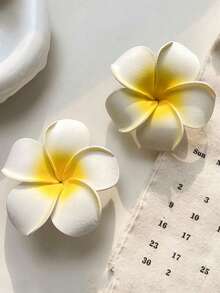2 piezas de pinzas para el cabello con forma de flor de plumeria blanca y amarilla para mujeres, accesorios para el cabello de estilo bohemio tropical para vacaciones de verano en la playa, pinzas para el cabello con flores hawaianas - Multicolor - Ver 6