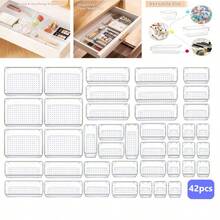 VOOVA 42/24pcs Transparent Plastic Drawer Storage Container - Transparent - View 4