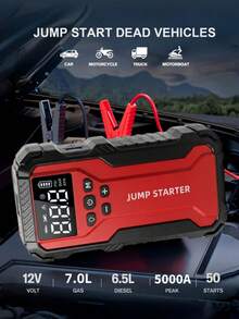 Car Battery Jump Starter With 150PSI Air Pump, Portable Car Emergency Jump Starter, Car Battery Air Pump With Auto Shut-Off Function, Includes Jump Cables And Lighting - J33 - View 4