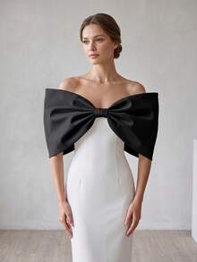 1pc White Satin Exaggerated Wedding Bridal Fluffy 3D Bow Shawl Accessory - Multicolor - View 20