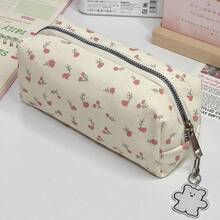 2 Stück cremefarbene Blumen-Federtasche, hochattraktive Schreibwarentasche mit großer Kapazität, vielseitige Make-up-Tasche, Büro- und Lernmaterialien/Schreibwaren-Aufbewahrung/Federtasche/Bleistiftetui, Geburtstags-/Oster-/Präsidententag-/Weihnachts-/Familien-/Freunde-/Jungen-/Mädchen-Geschenke, Klassenkameraden-Schulgeschenke - 2 Stück - Übersicht 2
