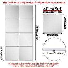 8 pezzi Specchio quadrato in plastica con lente acrilica, piccolo specchio di in vetro, adatto per aula, ufficio, casa, materiale per fai da te, decorazione da parete, decorazione della stanza, estetica - Argento - Visualizzare 15