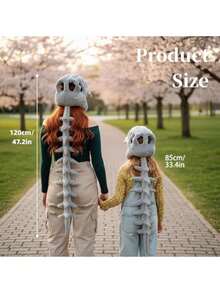 1 buah Topi Boneka Kepala Kerangka Dinosaurus, Kostum Boneka Kerangka yang Serasi, Hadiah Ulang Tahun yang Menyenangkan untuk Anak-anak dan Pacar - MultiWarna - View 6