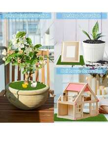 1/2/5pcs Mini Artificial Grass Lawn | Rectangular, Multi-Purpose Mini Garden Decor, Plastic Fairy Garden Carpet, Suitable For Dollhouse Decoration And Micro Landscape Arrangement, Bonsai Habitat And Outdoor Garden Decoration, Special Artificial Grass, Easy To Install, Can Be Used As Landscape Background - Multicolor - View 5