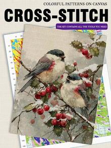 1pc Frameless 14CT Printed Fabric Cross Stitch Kit, Floral And Bird Theme With Lavender, Rose And Pomegranate Patterns, Suitable For Adult Beginners Relaxation DIY, Includes Fabric, Needle, Thread And Chart, Handmade Wall Art Decor Gift, 30x40cm/11.8x15.7in - 30X40CM - View 4