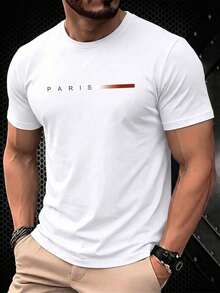 Short-Sleeved T-Shirt With "PARIS" Print. Modern Design, Soft And Breathable. Express Shipping From A Local Warehouse. - White - View 1