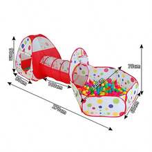 Rotes Polka-Dot-Thema 3-in-1 Kinderzelt | Realistisches Spielhaus-Design tragbares Kinder-Spielzelt, geeignet für Innen- und Außenunterhaltung, fantasievolles Spiel, Spielzeug und Geschenke | Faltbares Spielhaus + Aufbewahrungstasche für Jungen und Mädchen, bestes Kinder-Urlaubs- und Geburtstagsgeschenk (Rot) - Rot - Übersicht 6