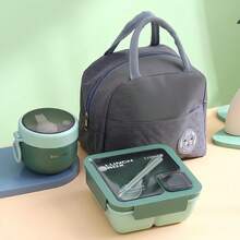 1pc Bento Box With Utensils, Adult Microwaveable Lunch Box, Large Capacity Lunch Box With Sauce Cup, Insulated Bento Lunch Bag - View 5