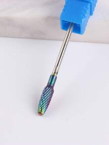1件火焰錐形彩虹色鎢鋼美甲磨鑽頭 3/32"柄 電動美甲鑽頭 適用於壓克力膠除膠、角質清理美甲工具配件 - 彩色 - 查看 3