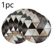 Round Polyester Placemat 36*36cm, Vintage Geometric Triangle And Gold Marble Print, Waterproof Heat-Resistant Washable, For Dining Table Decoration And Heat Insulation - Multicolor - View 19