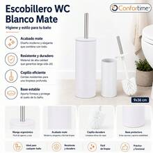 Inde CONFORTIME | White Stainless Steel Toilet Brush Holder With Lid, Bathroom Brush With Cylindrical Holder And Inner Cup, Minimalist Toilet Brush Holder, Bathroom Accessories - White Toilet Brush Holder - View 3