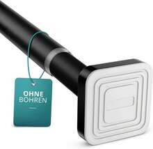 Gardinenstange ohne Bohren Teleskopstange zum Klemmen, stabile Spannstange aus Karbonstahl 25mm mit Anti-Rutsch Endkappen, ausziehbare Kleiderstange für Bad Küche Fenster Schrank Wohnzimmer, Grau 160- - Schwarz - Übersicht 9