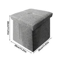 2 Pack Folding Foot Rest Stool Small Square Storage Cube Ottoman With Storage For Couch Home Dorm - Grey - View 9