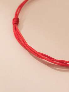 1pc S925 Sterling Silver Red Cord Adjustable Bracelet, Gentle Vibe, Versatile For Daily Commute, Minimalist Niche Chic, New Chinese Style, Gift For Best Friend Or Couple - Beads - View 9