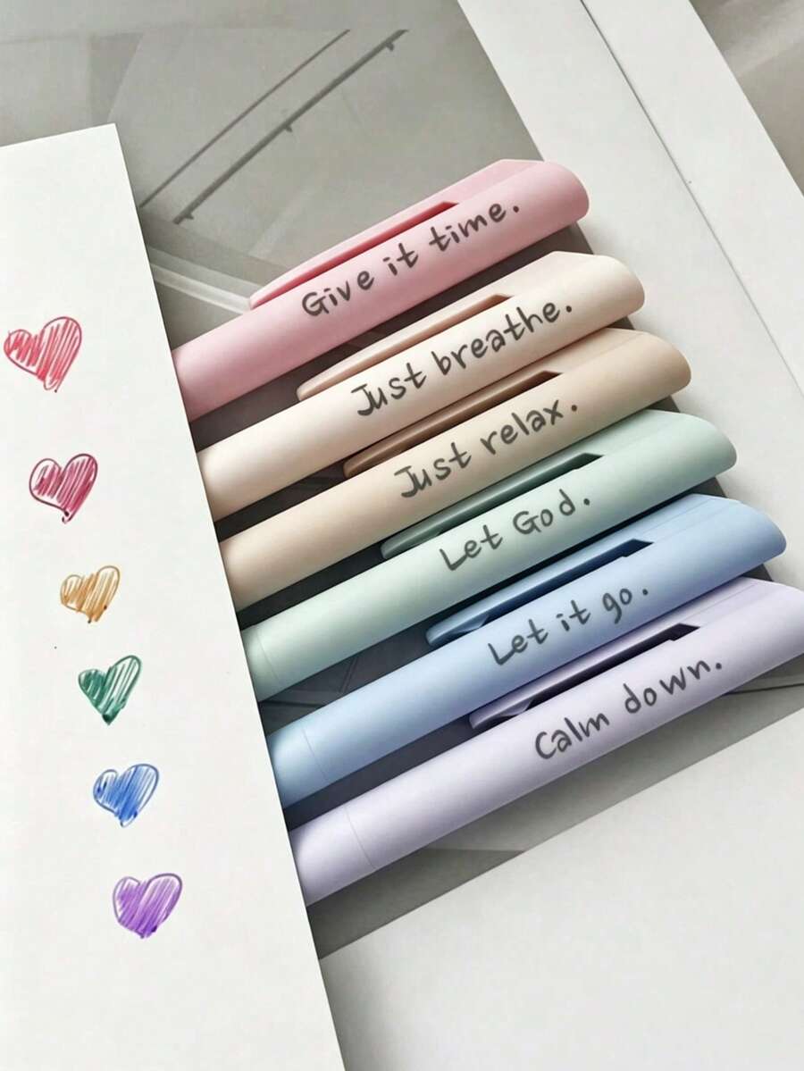 6pcs Morandi Color Gel Pens, Aesthetic Inspirational Stress Relief Smooth Writing Pens, Quick Drying No Ink Bleed, Suitable For Journaling, Learning, Office Stationery, Back To School Essential - Sets - View 1