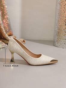 New Women's Mid-Heel High Heels, Comfortable Pointed Toe Fashion Versatile Shoes - Apricot - View 8