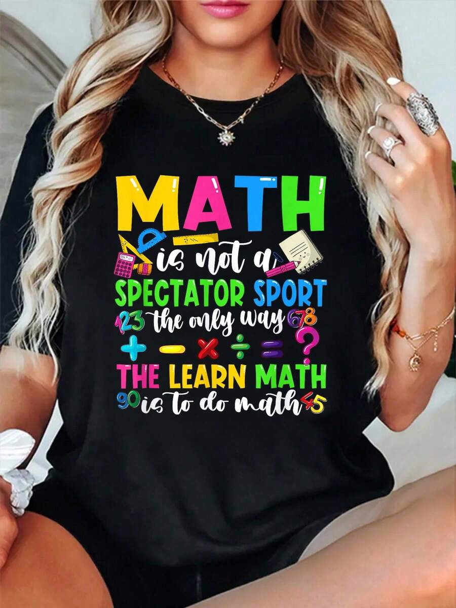 100% Cotton Math Is Tough But So Are You Back To School Math Teacher T-Shirt - Black 12 - View 1