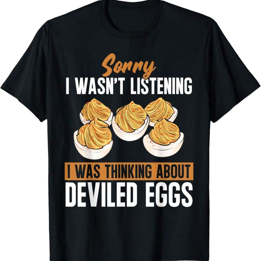 Deviled Egg Thinking About Deviled Eggs T-Shirt - Black - View 1