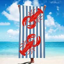 1pc Ultra Soft Lobster Pattern Beach Towel For Beach Pool Party - Vacation Beach Accessory Beach Blanket Pool Towel - Multicolor - View 1