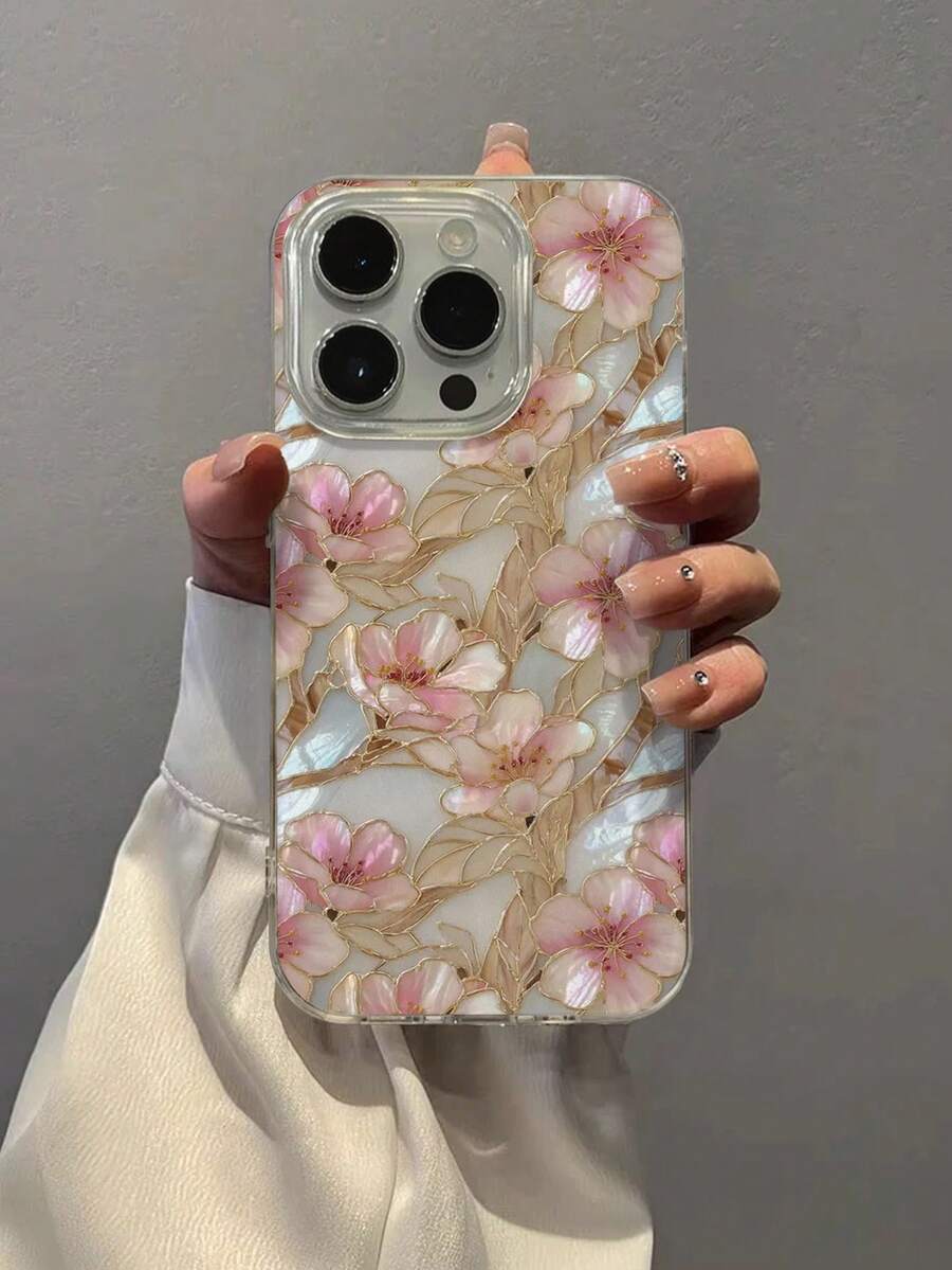 Yusha E-Style 金箔花卉粉色彩繪防摔手機殼，相容 Ip14、Ip14pro、Ip14promax、ip13、Ip13pro、Ip13promax、p11、Ip11promax、ip12、Ip12pro、Ip12promanx、ipXR、ipXS、Ip15、Ip15pro、Ip15promax、Ip16、Ip16pro、Ip16promax、Ip17、Ip17pro、Ip17air、Ip17promax，相容 系列 S23、S24、A04、A05、A14、A12、A15、A33、A53、A32、A35、A34、13、13pro、14、14pro、15、15pro，高級防摔手機殼