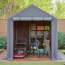 190*296*200 cm Lagerraum-Schuppen, tragbarer Carport-Garagen-Dach mit Rolltore und Reißverschluss-Türen, wasserdicht, UV-beständig – Garagenzelt für Autos, Boote, Werkzeuge, Motorräder - B - Übersicht 1