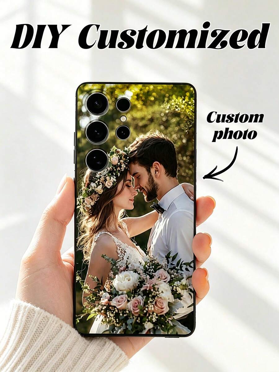 1pc Customized Photo Protective Phone Case Compatible With IPhone 16 Pro Max/17 Pro Max, S24U, Redmi, And Other Models - Black - View 1