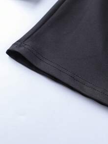 1pc Men's Casual 3/4 Length Shorts, Suitable For Spring, Summer, Autumn, Breathable Comfortable Thin Knit Fabric, Sporty Style, Perfect For Campus, Skateboarding, Daily Wear - Black - View 8