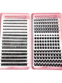 460pcs 6-in-1 Bulu Mata Palsu Gaya Kartun, Desain Berduri, Tekstur Halus dan Lembut, Bulu Mata Bawah 5-6mm, Kluster Tunggal Berduri Unik, Lengkungan D 10-16mm, Ekstensi Bulu Mata Gaya Anime Bervolume DIY - Hitam - View 8