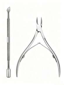 Set Gunting dan Pendorong Kutikula Stainless Steel, Alat Pemangkas Penghapus Kulit Mati Pegas Ganda untuk Salon Kuku dan Rumah, Perlengkapan Pembersihan Kutikula dan Persiapan Kuku - Perak - View 5