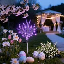 Outdoor Solar Powered Lavender Ground Stake Light, IP65, 49LED Purple Light, Atmospheric, Stainless Steel Ground Stake, Easy Installation, Suitable For Garden, Backyard, Pathway, Lawn, Villa, Party, Holiday, Easter, Christmas Decoration - Lavender - View 1