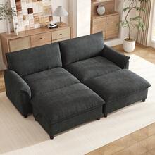 Sofá Modular Cloud - Sección Beige 3 Asientos, Estantería Oculta - Negro, 4 plazas - Ver 7