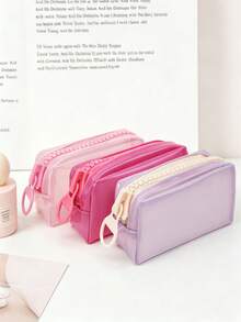 1PC/4pcsBack To School Macaron Clear PVC Pencil Case, Candy Color Portable Zipper Stationery Bag Transparent Pen Pouch For Girls Students Exam Daily Carry Stationery Pencil Case - Multiple Styles - View 9