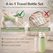 4合1旅行分裝瓶組－噴霧瓶，含4個可重複填充瓶，防漏便攜容器，適用於洗髮精、沐浴露、乳液、護髮素、面霜等，附標籤，旅行必備分裝瓶套組 - 彩色 - 查看 11