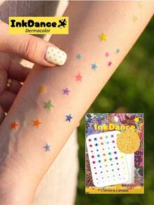 1組「Colorful Tiny Stars」臨時紋身貼，防水閃亮假紋身，夏日派對適用，真實紋身效果，易貼易撕，CSX055 - 彩色 - 查看 7