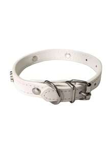 YOKLUN Leather Pet Collar, Cute And Charming, Comfortable Material, With Adorable Paw Print Decoration, Adjustable For Cats And Dogs - White - View 4