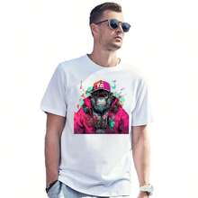1/2/3PCS Streetwear Gorilla Heat Transfer, Hip Hop Pink Jacket Headphone Baseball Cap Graffiti Style Gorilla Pattern Heat Transfer, Vinyl Print, Heat Transfer Sticker, Iron-On Transfer Sticker Decal - Suitable For Pillows, DIY, Backpacks, T-Shirts, Canvas Bags, Hoodies, Jeans, T-Shirts, Clothing, Sewing Supplies - Multicolor - View 3