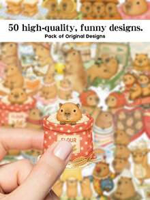 YWWBLD 50pcs Cute Capybara Stickers For Suitcase, Scrapbook, Skateboard, Guitar Storage Box, Decorative DIY Transparent Stickers - Multicolor - View 5